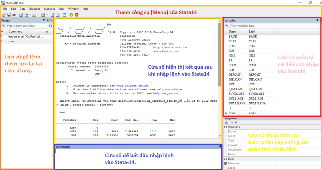 Chức năng phần mềm Stata14