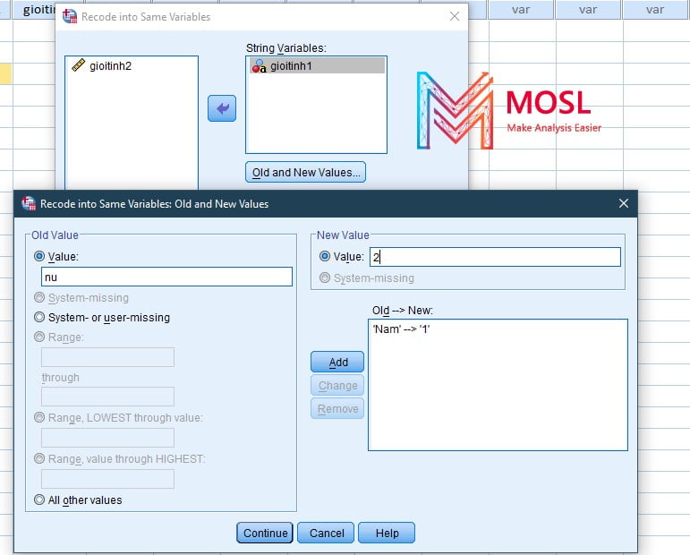 Cách mã hóa dữ liệu trong spss bằng lệnh recode