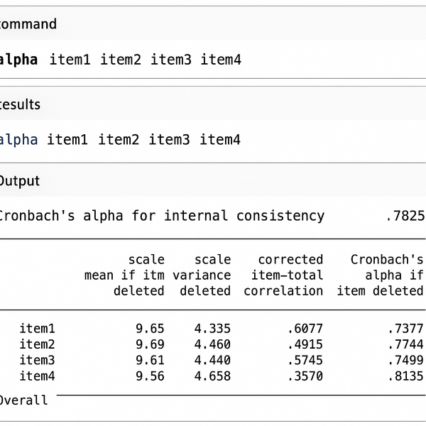 Hình minh họa phân tích Cronbach's Alpha trong Stata